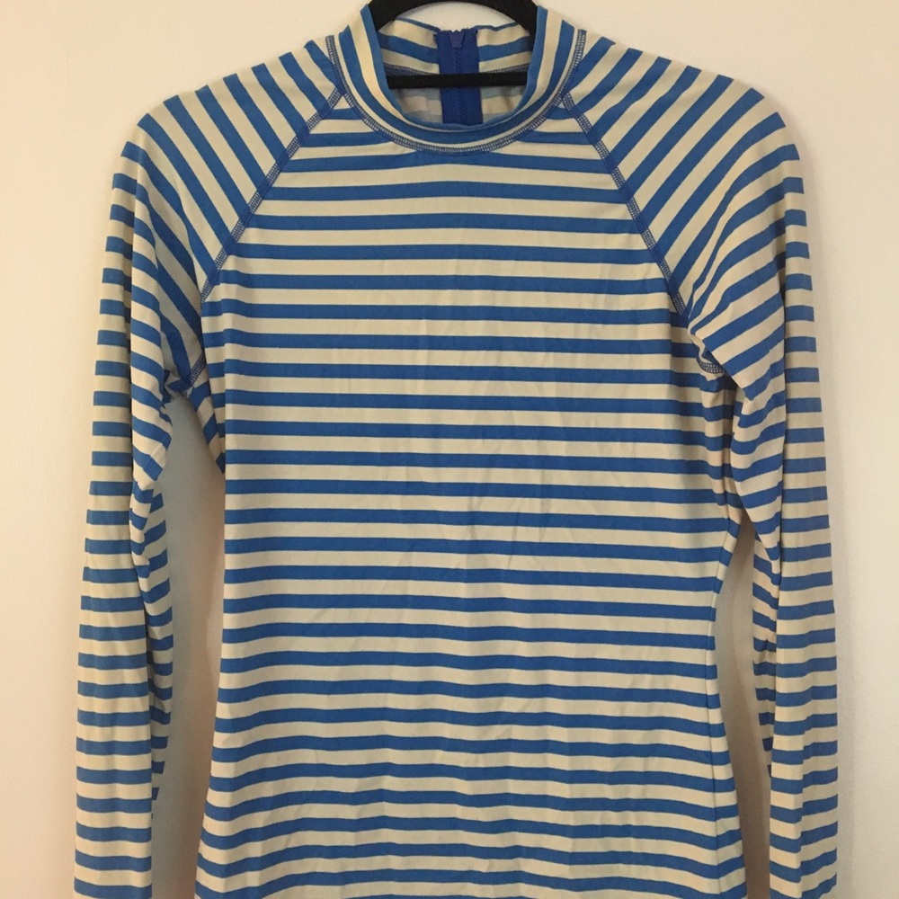 J Crew blue + white rashguard